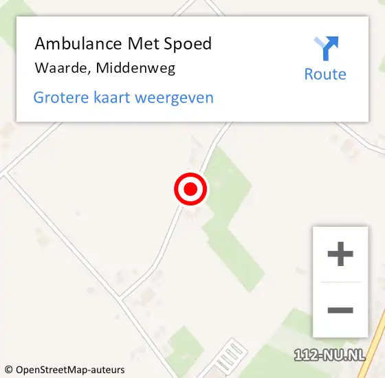 Locatie op kaart van de 112 melding: Ambulance Met Spoed Naar Waarde, Middenweg op 15 juni 2014 21:45