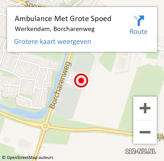 Locatie op kaart van de 112 melding: Ambulance Met Grote Spoed Naar Werkendam, Borcharenweg op 9 juli 2021 04:32