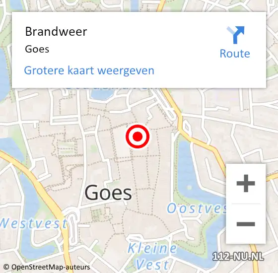 Locatie op kaart van de 112 melding: Brandweer Goes op 9 juli 2021 05:02