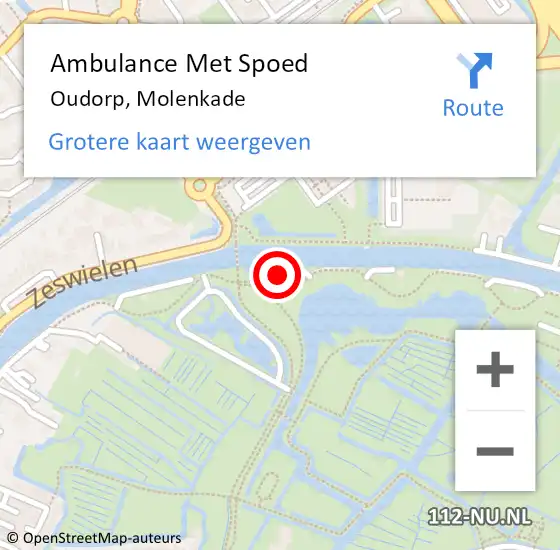 Locatie op kaart van de 112 melding: Ambulance Met Spoed Naar Oudorp, Molenkade op 9 juli 2021 05:31