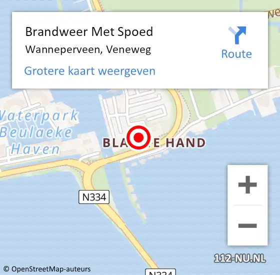 Locatie op kaart van de 112 melding: Brandweer Met Spoed Naar Wanneperveen, Veneweg op 15 juni 2014 21:50