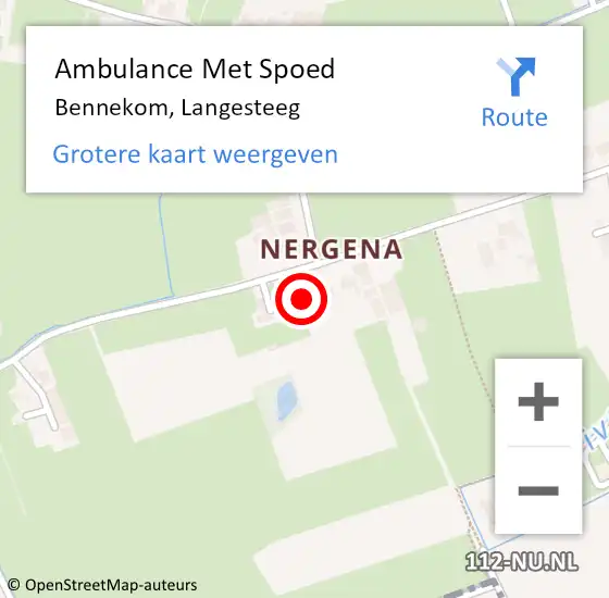 Locatie op kaart van de 112 melding: Ambulance Met Spoed Naar Bennekom, Langesteeg op 9 juli 2021 06:06