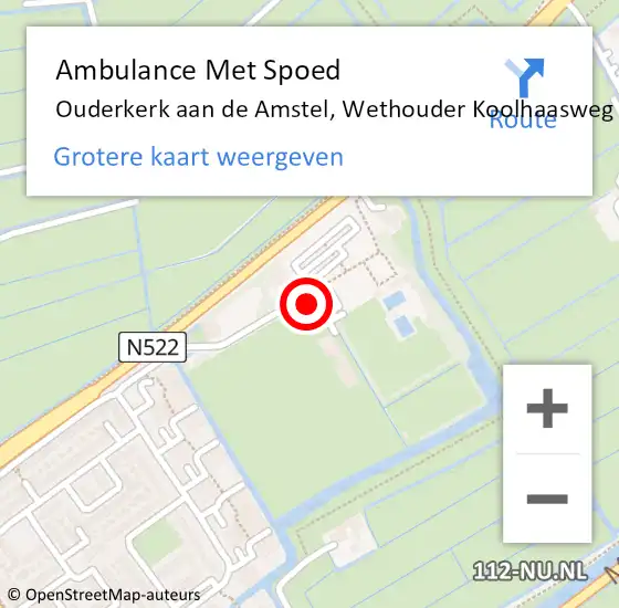 Locatie op kaart van de 112 melding: Ambulance Met Spoed Naar Ouderkerk aan de Amstel, Wethouder Koolhaasweg op 9 juli 2021 06:14