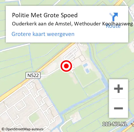 Locatie op kaart van de 112 melding: Politie Met Grote Spoed Naar Ouderkerk aan de Amstel, Wethouder Koolhaasweg op 9 juli 2021 06:14