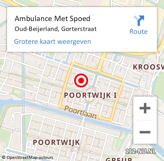 Locatie op kaart van de 112 melding: Ambulance Met Spoed Naar Oud-Beijerland, Gorterstraat op 9 juli 2021 07:11
