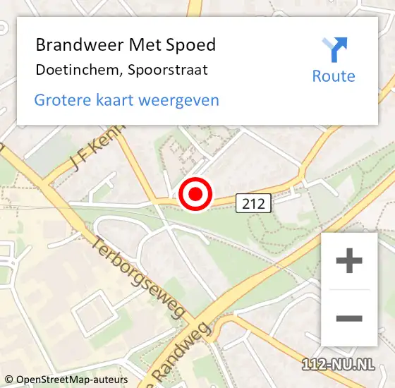 Locatie op kaart van de 112 melding: Brandweer Met Spoed Naar Doetinchem, Spoorstraat op 9 juli 2021 07:16