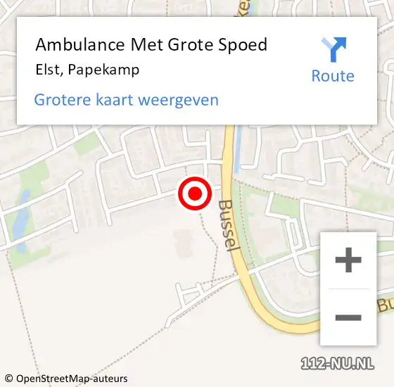 Locatie op kaart van de 112 melding: Ambulance Met Grote Spoed Naar Elst, Papekamp op 9 juli 2021 07:53