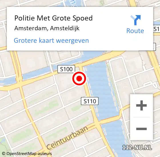 Locatie op kaart van de 112 melding: Politie Met Grote Spoed Naar Amsterdam, Amsteldijk op 9 juli 2021 07:57