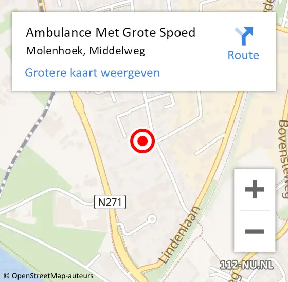 Locatie op kaart van de 112 melding: Ambulance Met Grote Spoed Naar Molenhoek, Middelweg op 9 juli 2021 07:59