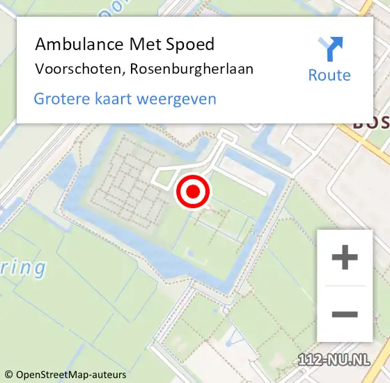 Locatie op kaart van de 112 melding: Ambulance Met Spoed Naar Voorschoten, Rosenburgherlaan op 9 juli 2021 08:13