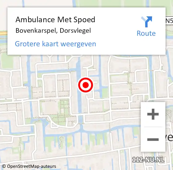 Locatie op kaart van de 112 melding: Ambulance Met Spoed Naar Bovenkarspel, Dorsvlegel op 9 juli 2021 08:34