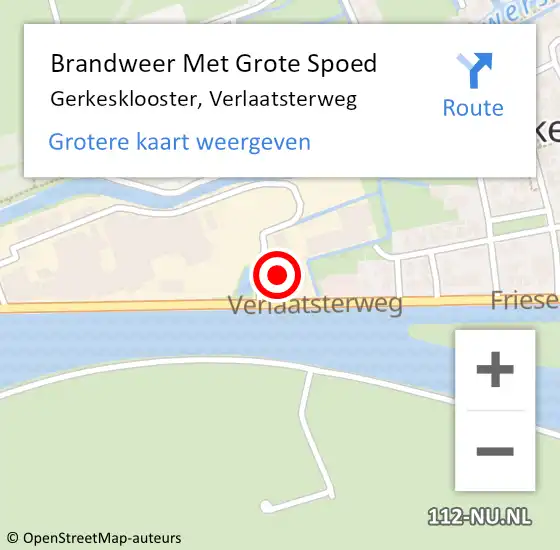 Locatie op kaart van de 112 melding: Brandweer Met Grote Spoed Naar Gerkesklooster, Verlaatsterweg op 9 juli 2021 08:38