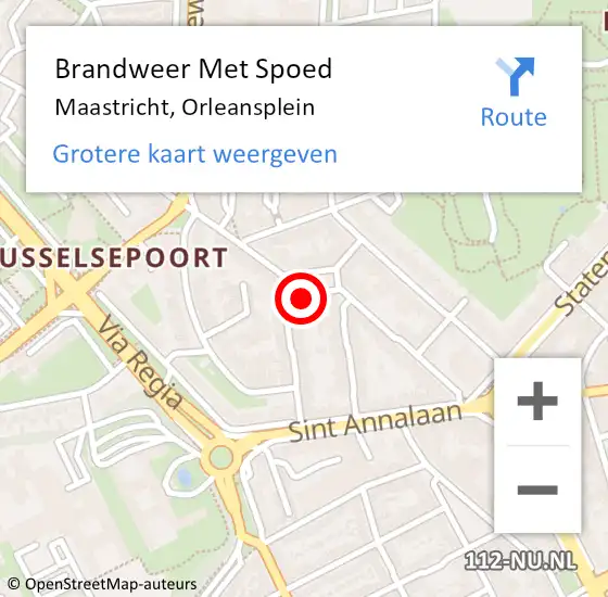Locatie op kaart van de 112 melding: Brandweer Met Spoed Naar Maastricht, Orleansplein op 9 juli 2021 08:49