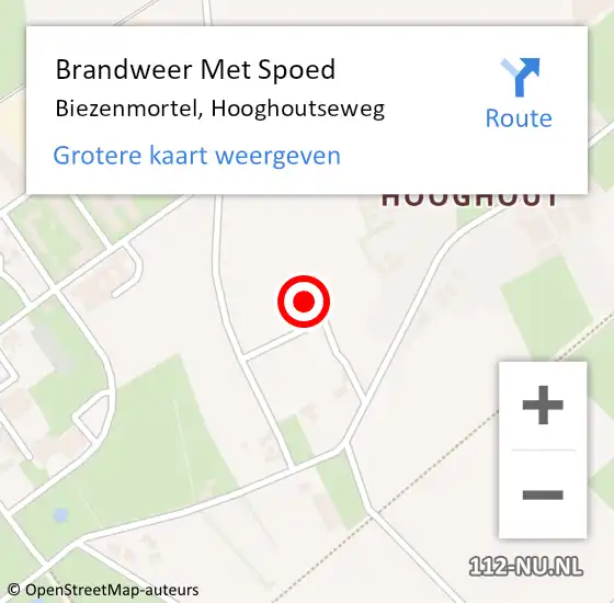 Locatie op kaart van de 112 melding: Brandweer Met Spoed Naar Biezenmortel, Hooghoutseweg op 9 juli 2021 08:58