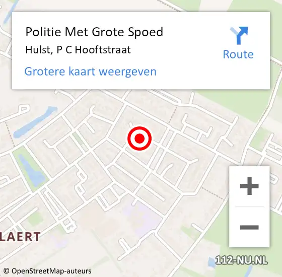 Locatie op kaart van de 112 melding: Politie Met Grote Spoed Naar Hulst, P C Hooftstraat op 9 juli 2021 09:06