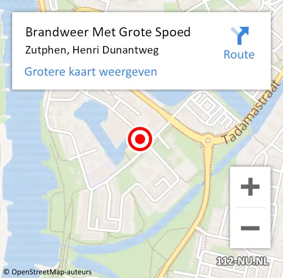 Locatie op kaart van de 112 melding: Brandweer Met Grote Spoed Naar Zutphen, Henri Dunantweg op 9 juli 2021 09:14