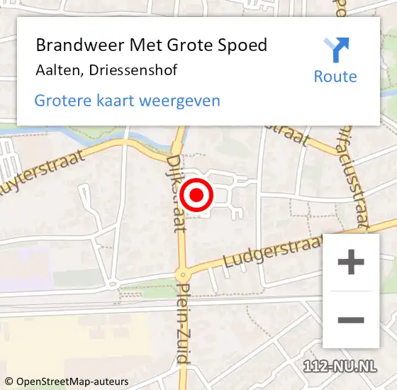 Locatie op kaart van de 112 melding: Brandweer Met Grote Spoed Naar Aalten, Driessenshof op 9 juli 2021 09:18