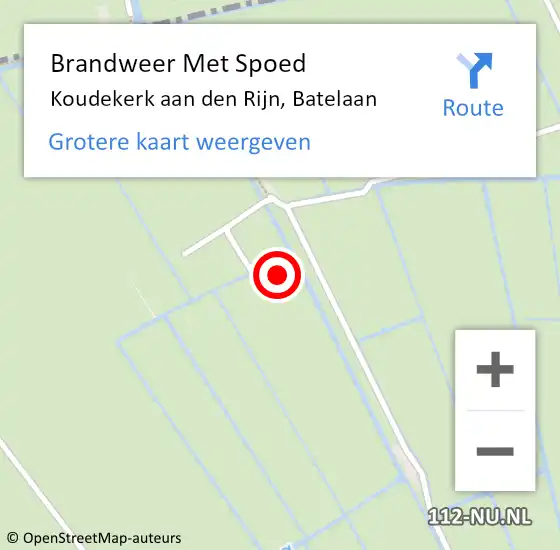 Locatie op kaart van de 112 melding: Brandweer Met Spoed Naar Koudekerk aan den Rijn, Batelaan op 9 juli 2021 09:26