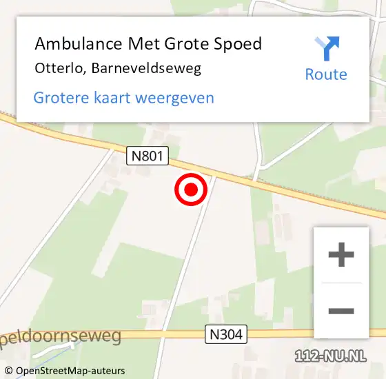 Locatie op kaart van de 112 melding: Ambulance Met Grote Spoed Naar Otterlo, Barneveldseweg op 9 juli 2021 09:32