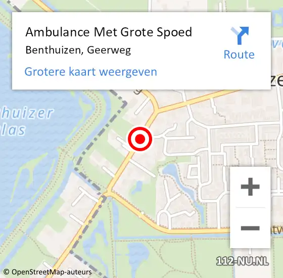 Locatie op kaart van de 112 melding: Ambulance Met Grote Spoed Naar Benthuizen, Geerweg op 15 juni 2014 22:11