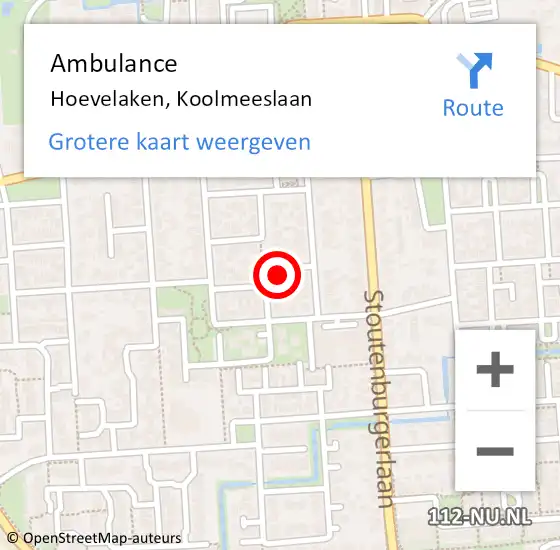 Locatie op kaart van de 112 melding: Ambulance Hoevelaken, Koolmeeslaan op 15 juni 2014 22:17