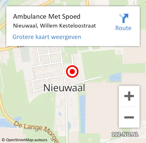 Locatie op kaart van de 112 melding: Ambulance Met Spoed Naar Nieuwaal, Willem Kesteloostraat op 9 juli 2021 10:20