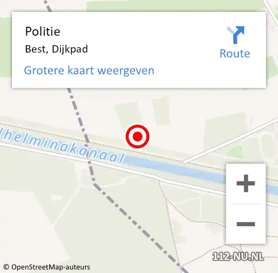 Locatie op kaart van de 112 melding: Politie Best, Dijkpad op 9 juli 2021 10:41