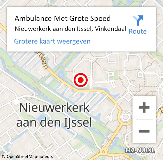 Locatie op kaart van de 112 melding: Ambulance Met Grote Spoed Naar Nieuwerkerk aan den IJssel, Vinkendaal op 9 juli 2021 11:00