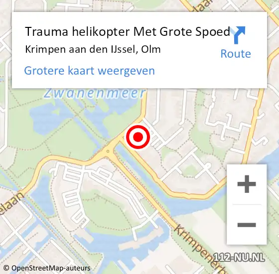 Locatie op kaart van de 112 melding: Trauma helikopter Met Grote Spoed Naar Krimpen aan den IJssel, Olm op 9 juli 2021 11:01