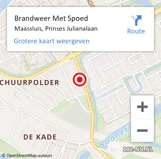 Locatie op kaart van de 112 melding: Brandweer Met Spoed Naar Maassluis, Prinses Julianalaan op 9 juli 2021 11:18