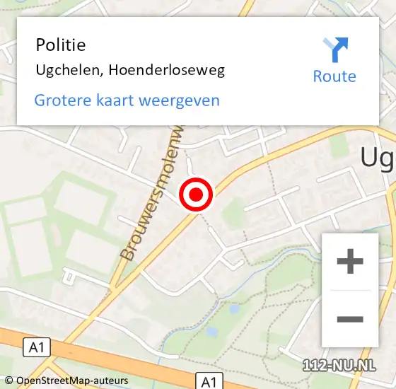 Locatie op kaart van de 112 melding: Politie Ugchelen, Hoenderloseweg op 9 juli 2021 11:28