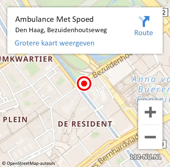 Locatie op kaart van de 112 melding: Ambulance Met Spoed Naar Den Haag, Bezuidenhoutseweg op 9 juli 2021 11:38