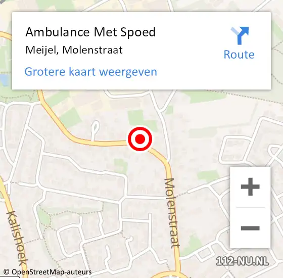 Locatie op kaart van de 112 melding: Ambulance Met Spoed Naar Meijel, Molenstraat op 15 juni 2014 22:35