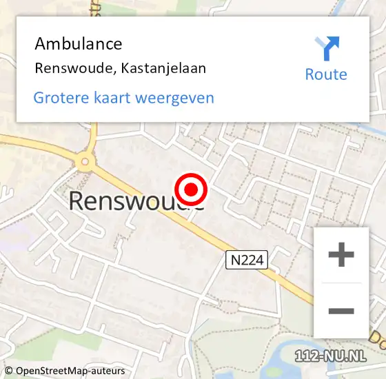 Locatie op kaart van de 112 melding: Ambulance Renswoude, Kastanjelaan op 5 oktober 2013 08:51