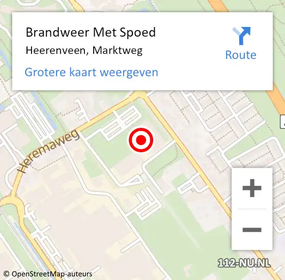 Locatie op kaart van de 112 melding: Brandweer Met Spoed Naar Heerenveen, Marktweg op 9 juli 2021 12:04