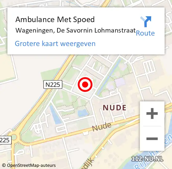 Locatie op kaart van de 112 melding: Ambulance Met Spoed Naar Wageningen, De Savornin Lohmanstraat op 9 juli 2021 12:13