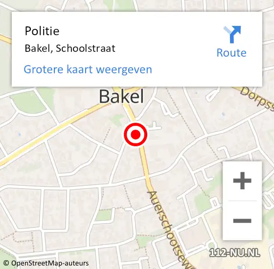 Locatie op kaart van de 112 melding: Politie Bakel, Schoolstraat op 9 juli 2021 12:36