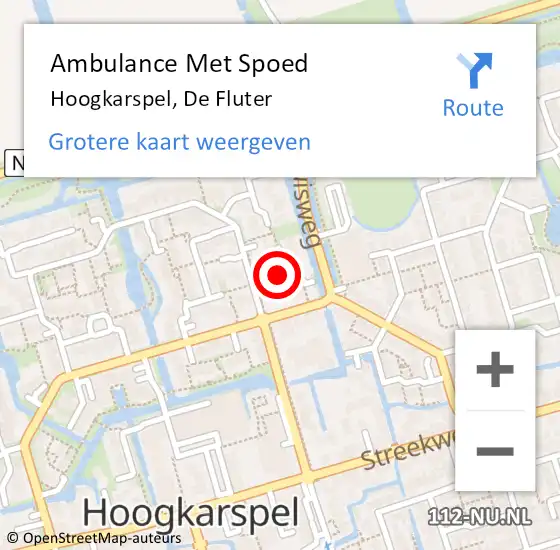 Locatie op kaart van de 112 melding: Ambulance Met Spoed Naar Hoogkarspel, De Fluter op 9 juli 2021 12:41