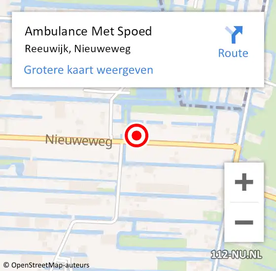 Locatie op kaart van de 112 melding: Ambulance Met Spoed Naar Reeuwijk, Nieuweweg op 9 juli 2021 12:42
