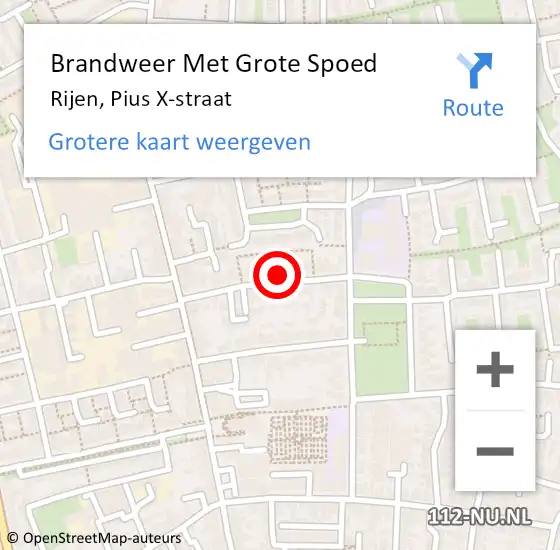 Locatie op kaart van de 112 melding: Brandweer Met Grote Spoed Naar Rijen, Pius X-straat op 9 juli 2021 12:47