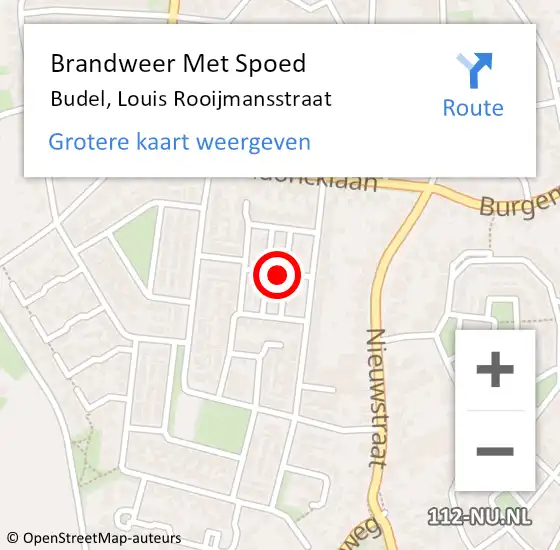 Locatie op kaart van de 112 melding: Brandweer Met Spoed Naar Budel, Louis Rooijmansstraat op 9 juli 2021 12:48