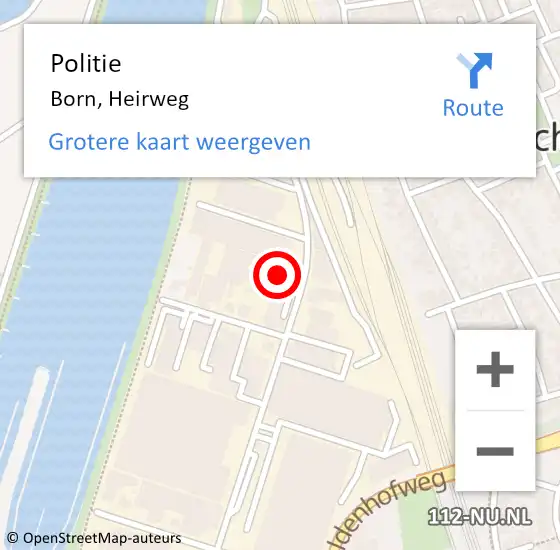 Locatie op kaart van de 112 melding: Politie Born, Heirweg op 9 juli 2021 12:58