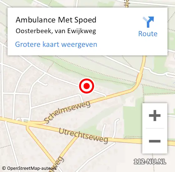 Locatie op kaart van de 112 melding: Ambulance Met Spoed Naar Oosterbeek, van Ewijkweg op 9 juli 2021 13:10