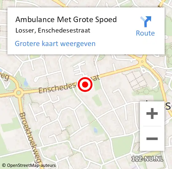 Locatie op kaart van de 112 melding: Ambulance Met Grote Spoed Naar Losser, Enschedesestraat op 9 juli 2021 13:19