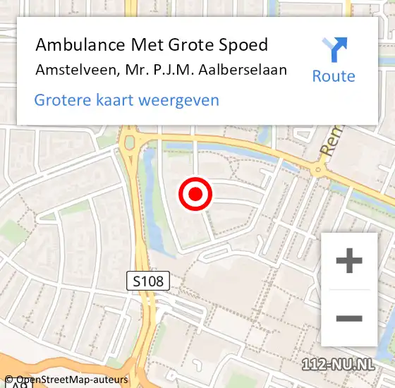 Locatie op kaart van de 112 melding: Ambulance Met Grote Spoed Naar Amstelveen, Mr. P.J.M. Aalberselaan op 9 juli 2021 13:33