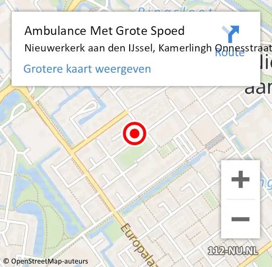 Locatie op kaart van de 112 melding: Ambulance Met Grote Spoed Naar Nieuwerkerk aan den IJssel, Kamerlingh Onnesstraat op 9 juli 2021 13:42