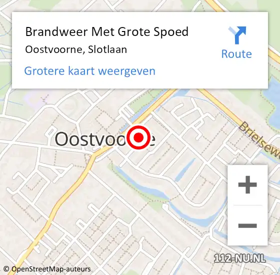 Locatie op kaart van de 112 melding: Brandweer Met Grote Spoed Naar Oostvoorne, Slotlaan op 9 juli 2021 13:58