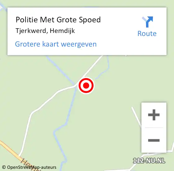 Locatie op kaart van de 112 melding: Politie Met Grote Spoed Naar Tjerkwerd, Hemdijk op 9 juli 2021 14:05