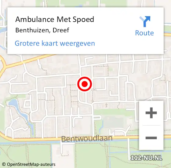 Locatie op kaart van de 112 melding: Ambulance Met Spoed Naar Benthuizen, Dreef op 9 juli 2021 14:06