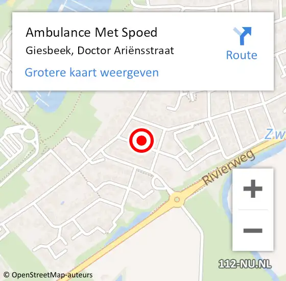 Locatie op kaart van de 112 melding: Ambulance Met Spoed Naar Giesbeek, Doctor Ariënsstraat op 9 juli 2021 14:11